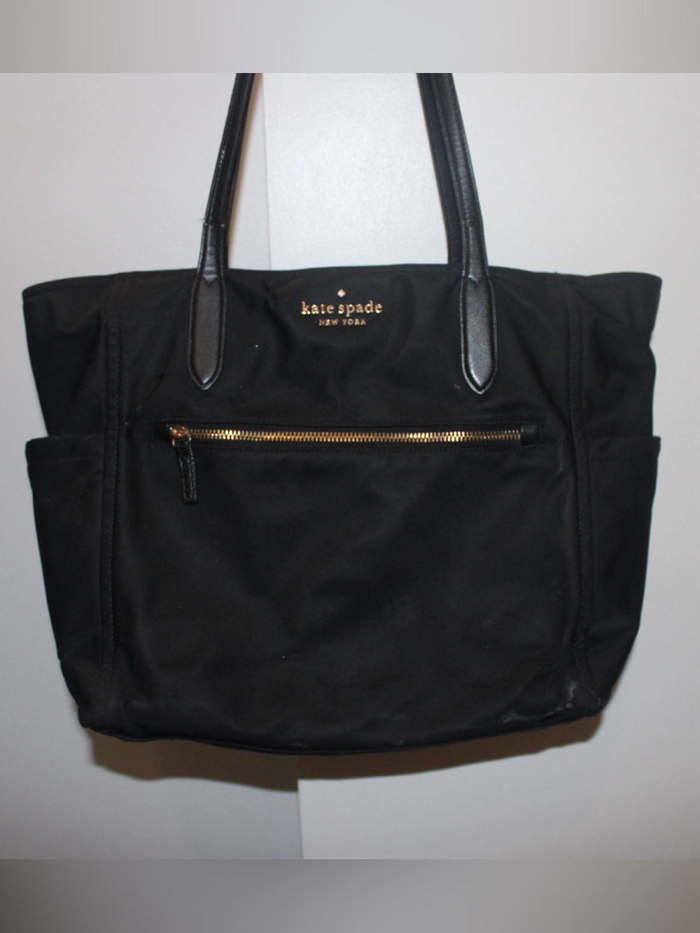 Black Purse Kate Spade Chelsea Black Nylon Large Tote / Baby Bag - As Is /